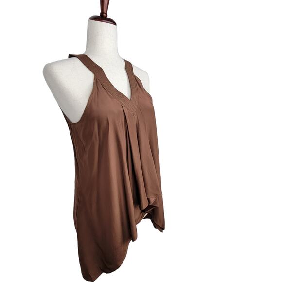 Chasensully Mocha 100% Silk Asymmetrical Tank - Size S - Picture 2 of 5